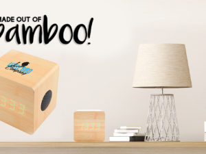 2-in-1 Bluetooth Speaker & Alarm Clock – Made out of Bamboo!